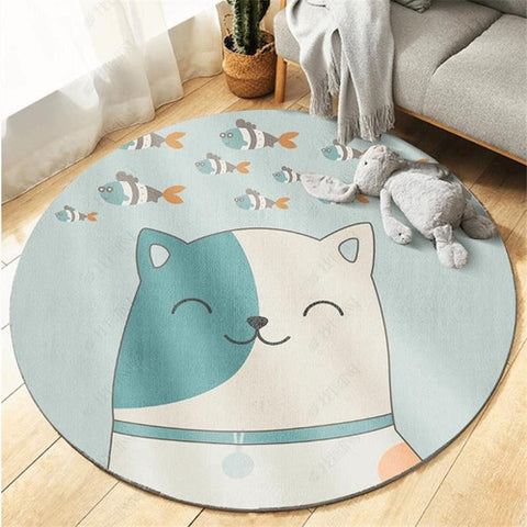 Alfombra Infantil Circular 100cm Gatito / Nube / León / Bosque